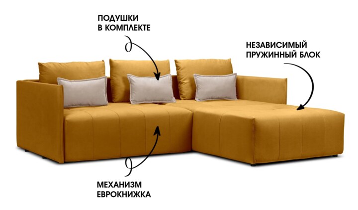 Угловой диван Чилетти, Желтый