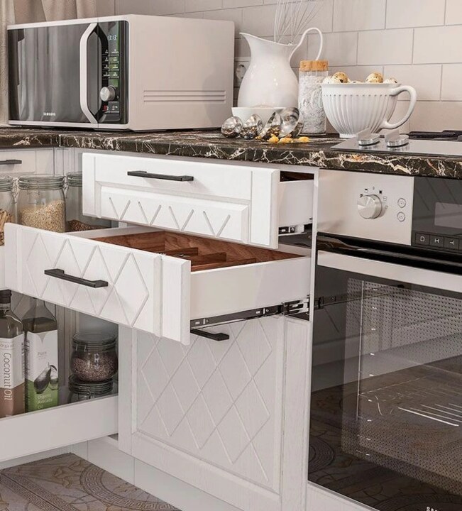 Модульная кухня Барселона 2.1м белое дерево, Белый