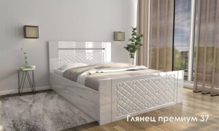 Кровать Глянец премиум 37 с Матрасом Divano НПБ Кровать с Матрасом, Белый