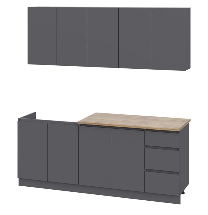 Кухня Айден ПРО 2.0м серый графит/серый графит, Серый