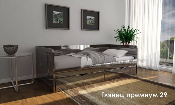 Кровать детская Глянец премиум 29 с Матрасом Divano НПБ Кровать с Матрасом, Черный