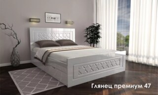 Кровать Глянец премиум 47 с Матрасом Divano НПБ Кровать с Матрасом, Белый