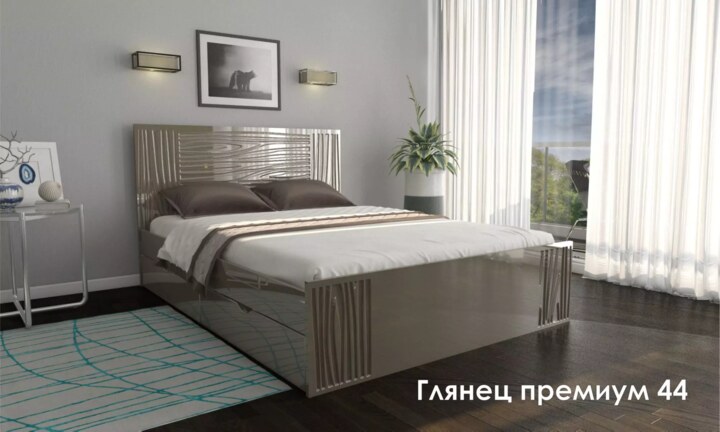 Кровать Глянец премиум 44 с Матрасом Divano НПБ Кровать с Матрасом, Коричневый