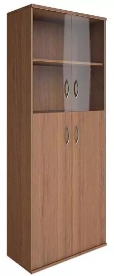 Шкаф высокий широкий 2 средние 2 низкие двери стекло Riva, Белый