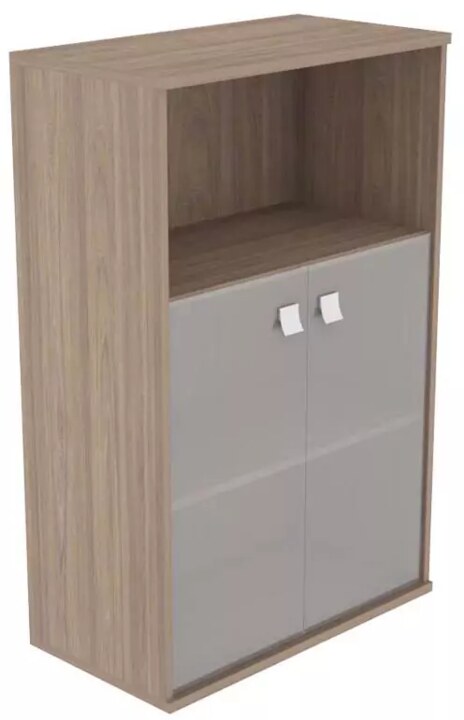 Шкаф средний широкий 2 низкие двери стекло Style, Бежевый