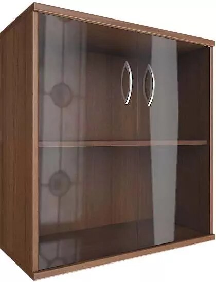 Шкаф низкий широкий 2 низкие двери стекло Riva, Белый