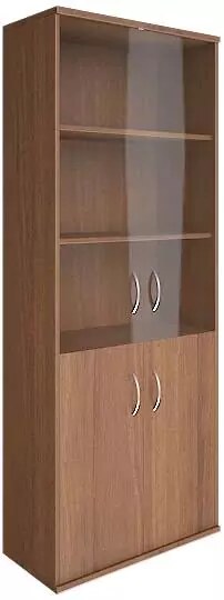 Шкаф высокий широкий 2 низкие, 2 средние двери стекло Riva, Белый