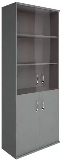Шкаф высокий широкий 2 низкие, 2 средние двери стекло Riva, Белый