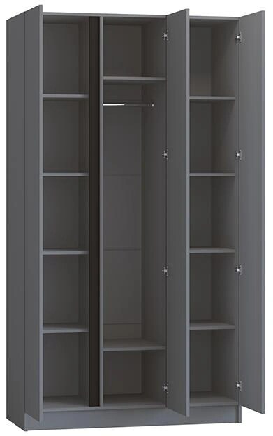 Шкаф распашной Корд 3-х дверный 1.2 м, графит, Серый