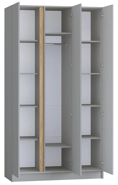 Шкаф распашной Корд 3-х дверный 1.2 м, серая гавань, Серый