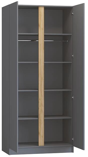 Шкаф распашной Корд 2-х дверный 1.0 м, графит, Серый
