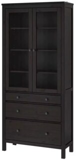 Шкаф-витрина с 3 ящиками HEMNES, Коричневый