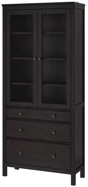 Шкаф-витрина с 3 ящиками HEMNES, Коричневый