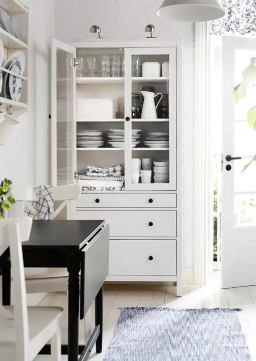 Шкаф-витрина с 3 ящиками HEMNES, Белый