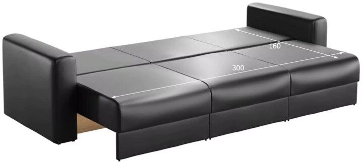 Прямой диван Мэдискона Long, Черный