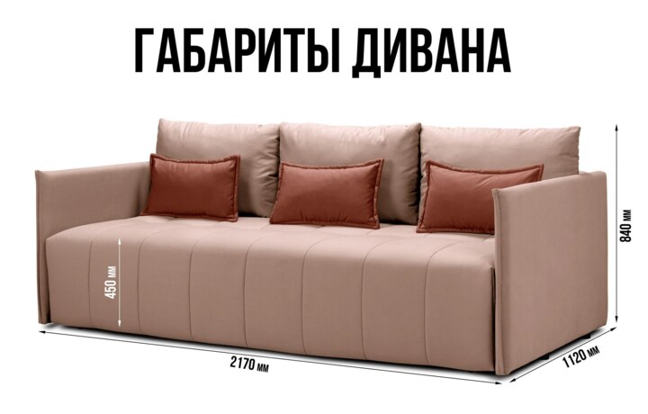 Прямой диван Чилетти, Розовый