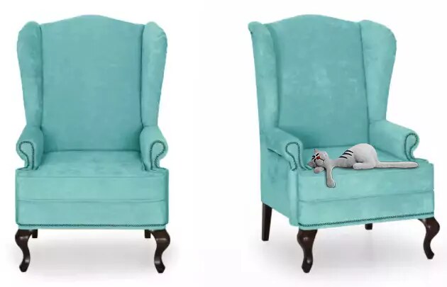 Кресло Английское с ушами, Голубой