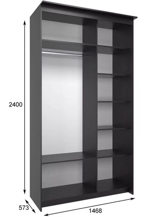 Шкаф-купе Эконом Миллениум 1468х2400х573 1 зеркало, Коричневый