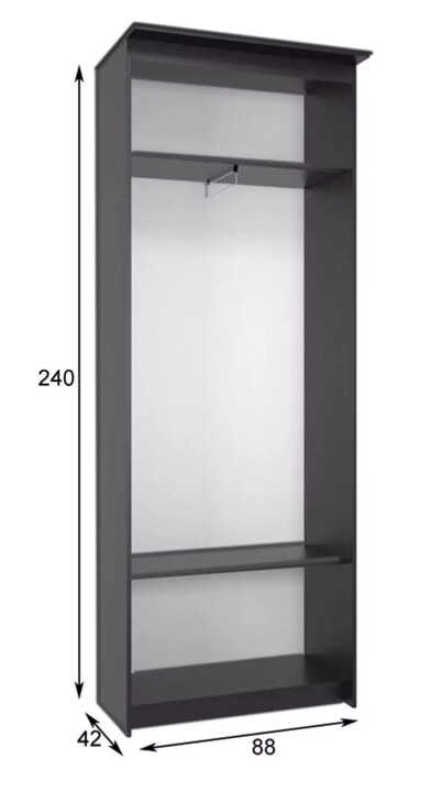 Шкаф-купе Эконом Миллениум 884х2400х423 зеркало, Коричневый