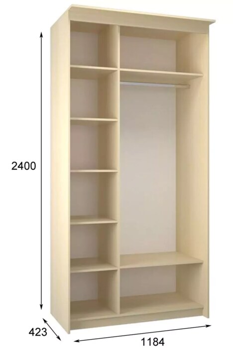 Шкаф-купе Эконом Миллениум 1184х2400х423 1 зеркало, Бежевый