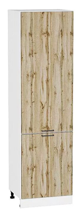 Шкаф пенал с 2-мя дверцами Флэт 600х2140 Wotan Oak 2S/Белый, Бежевый