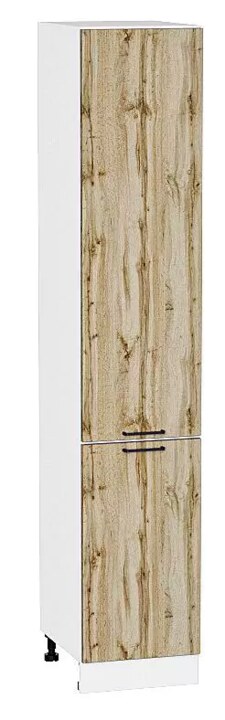 Шкаф пенал с 2-мя дверцами Флэт 400х2140 Wotan Oak 2S/Белый, Бежевый