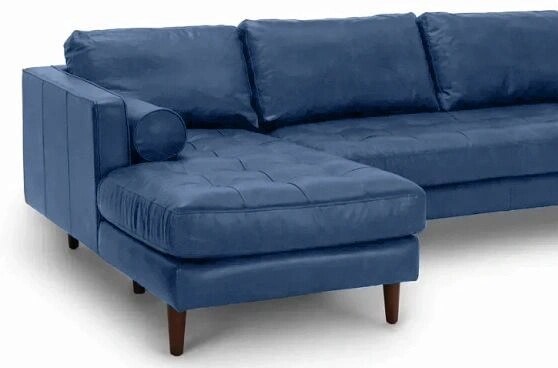 Угловой кожаный диван Жаклин 2 Сканди, Синий