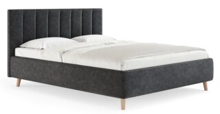 Двуспальная кровать Alma 160х200 с подъёмным механизмом микровелюр серый, Серый
