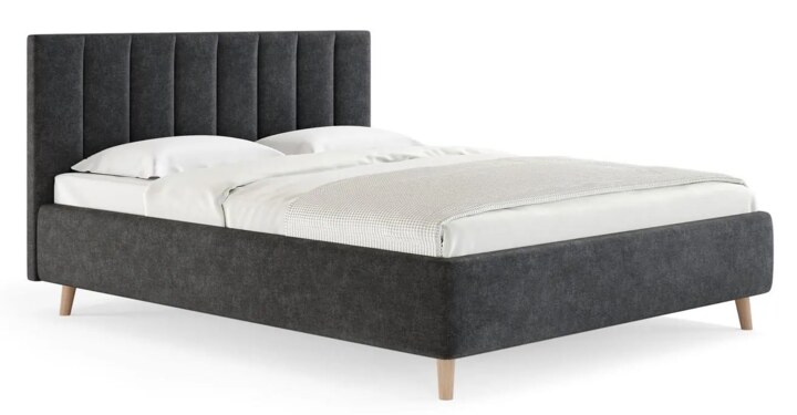 Двуспальная кровать Alma 160х200 с подъёмным механизмом микровелюр серый, Серый