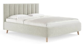 Двуспальная кровать Alma 160х200 с подъёмным механизмом микровелюр светло-серый, Серый
