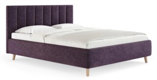 Двуспальная кровать Alma 160х200 с подъёмным механизмом микровелюр лаванда, Фиолетовый