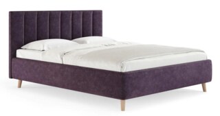 Двуспальная кровать Alma 140х200 с подъёмным механизмом микровелюр лаванда, Фиолетовый