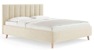 Двуспальная кровать Alma 140х200 с подъёмным механизмом микровелюр бежевый, Бежевый