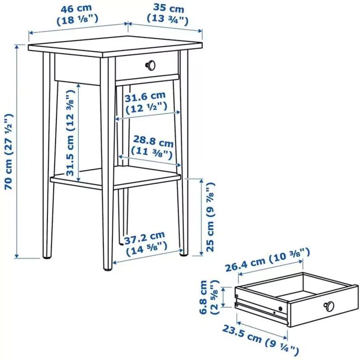 Прикроватная тумба HEMNES, Коричневый