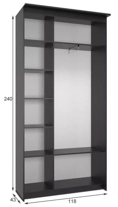 Шкаф-купе Эконом Миллениум 1184х2400х423 темный, Коричневый