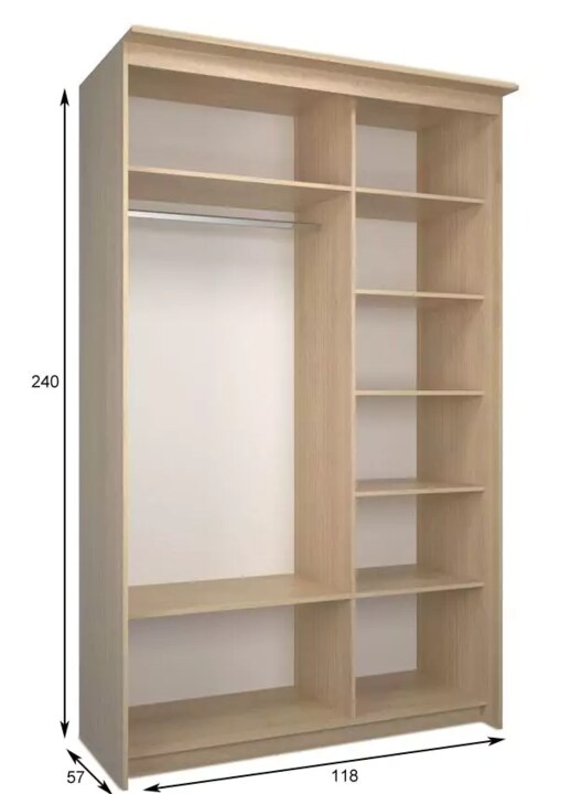 Шкаф-купе Эконом Миллениум 1468х2400х573 светлый роникон, Бежевый