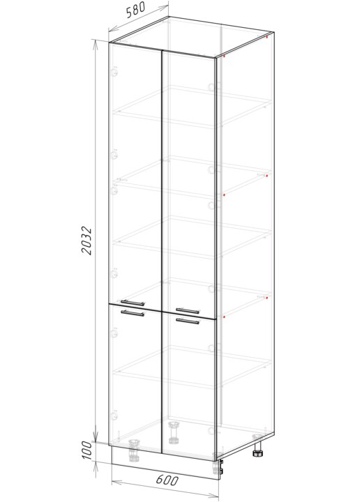 Шкаф-пенал П600-22 Барселона белое дерево, Белый