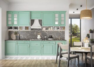 Модульная кухня Лондон 3.0м дуб изумруд, Зеленый