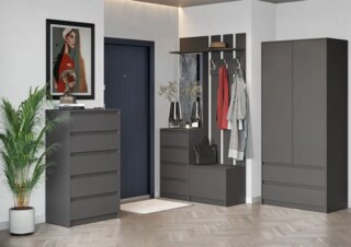 Модульная прихожая Айден серый графит дизайн 9, Серый