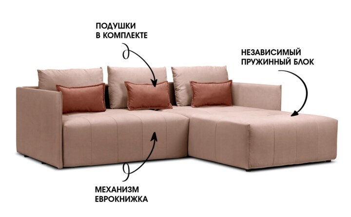 Угловой диван Чилетти, Розовый