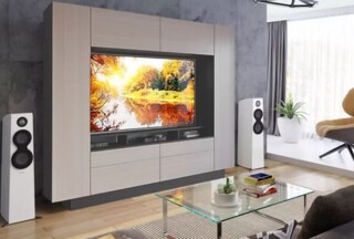 Стенка Купертино Евро Денди квадрат нео ЛДСП темный/светлый, Бежевый