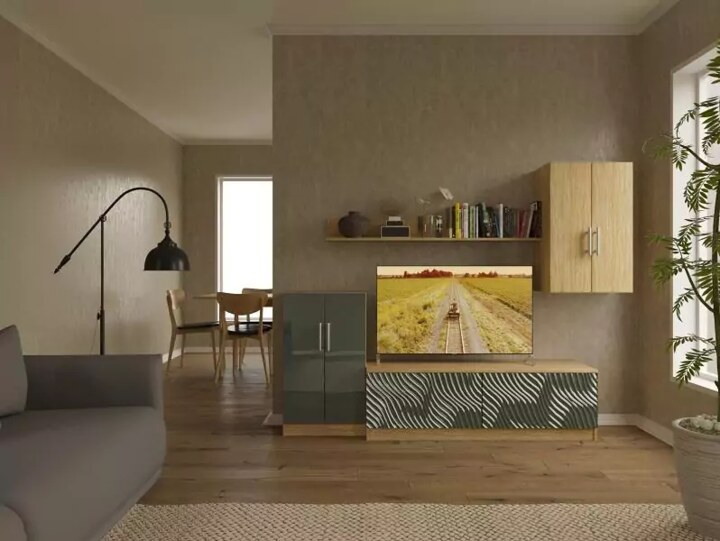 Стенка в гостиную 3D глянец 39 арт57, Зеленый