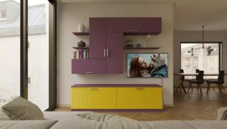 Стенка в гостиную 3D глянец 18 арт57, Фиолетовый