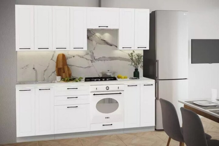 Модульная кухня Кёльн 2.4м софт пломбир, Белый