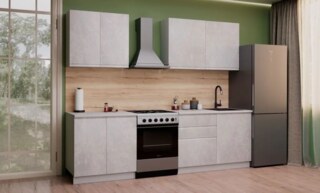 Модульная кухня Бруклин 2.0м бетон белый, Белый