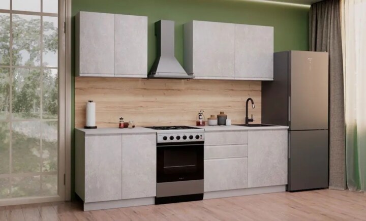 Модульная кухня Бруклин 2.0м бетон белый, Белый