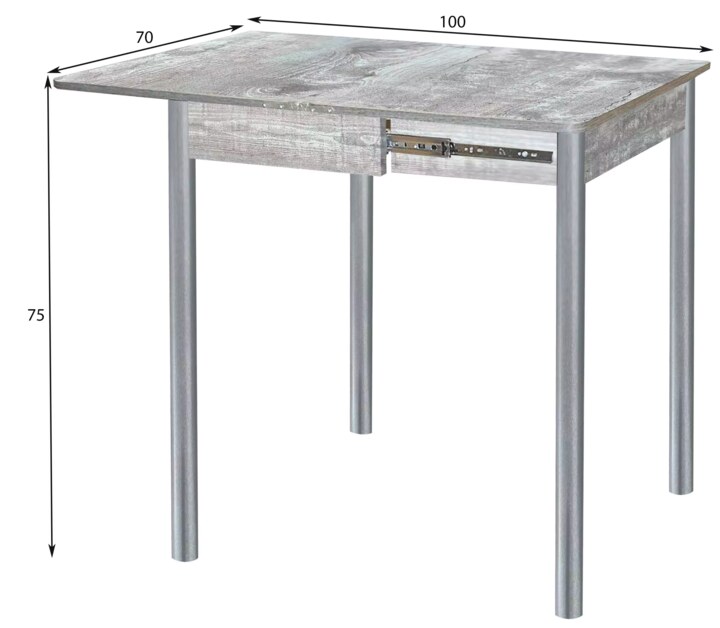 Стол обеденный раскладной Глайдер, Серый