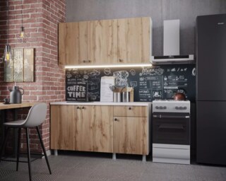 Кухня Деми 1.5 м дуб вотан, Коричневый