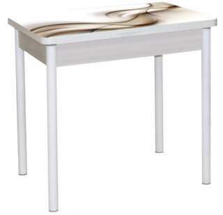 Стол обеденный поворотно-раскладной с фотопечатью Бронкс, Белый