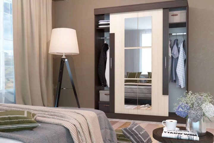 Шкаф Шкаф-купе Феникс с зеркалами 1,5, Бежевый